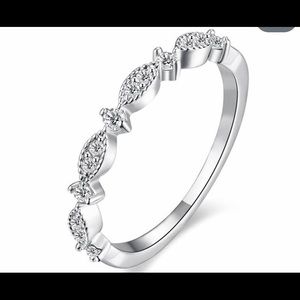 White gold plated cz diamond ring